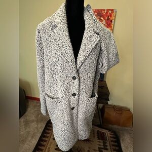 Charlie B Boucle Jacket in black and white. Size Large